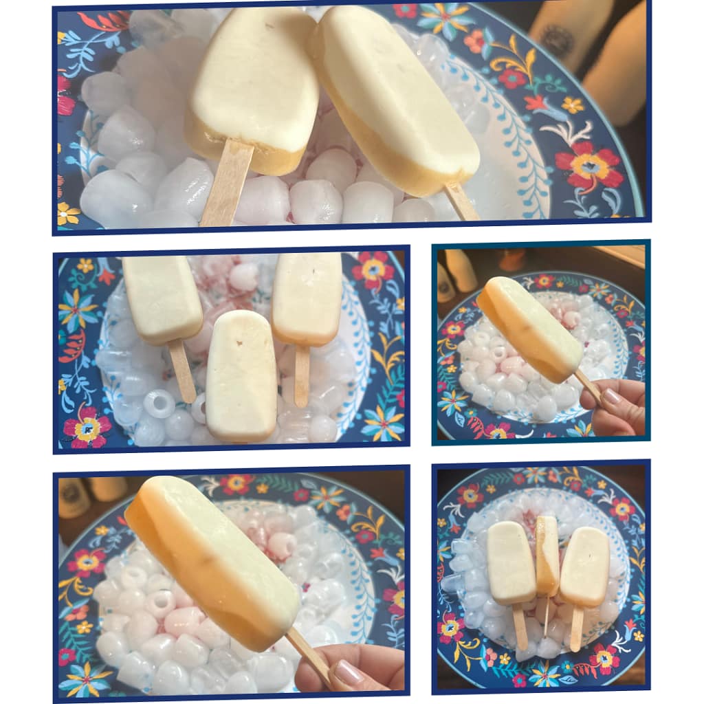peaches and cream popsicles collage