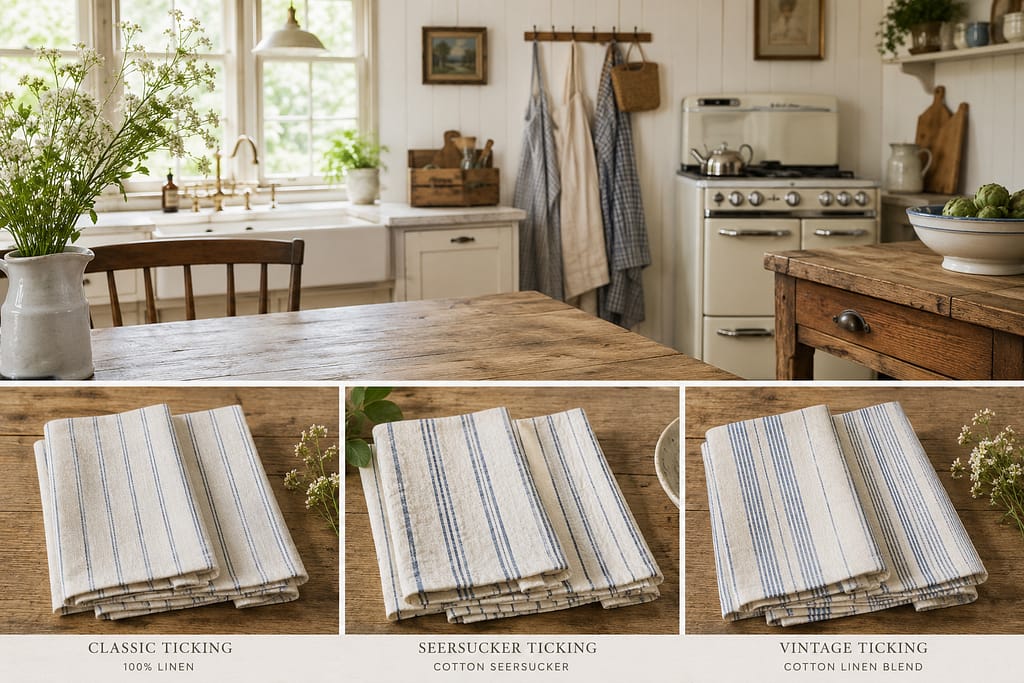 cloth napkins form various blue sticking fabrics