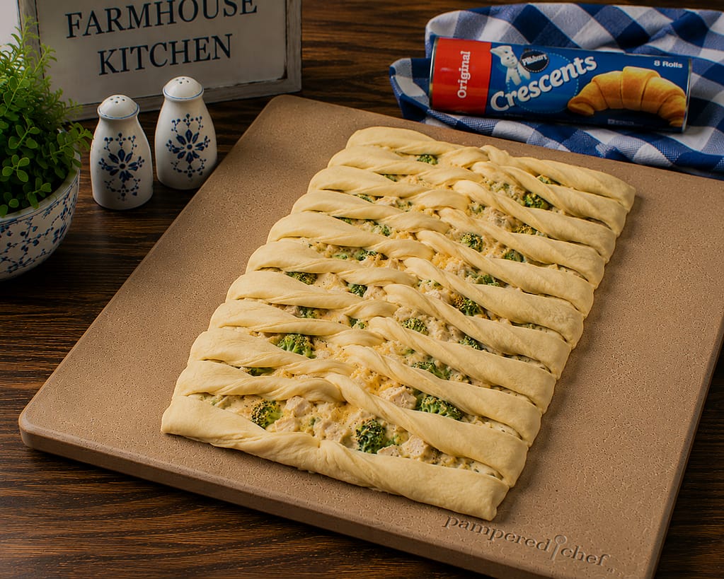 crescent roll dough twisted into a braid