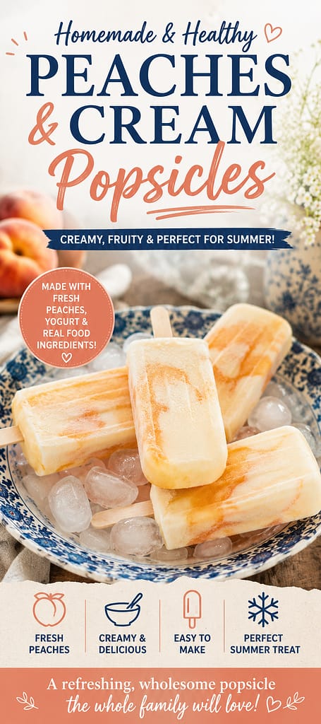 homemade and healthy peaches and cream popsicles pin
