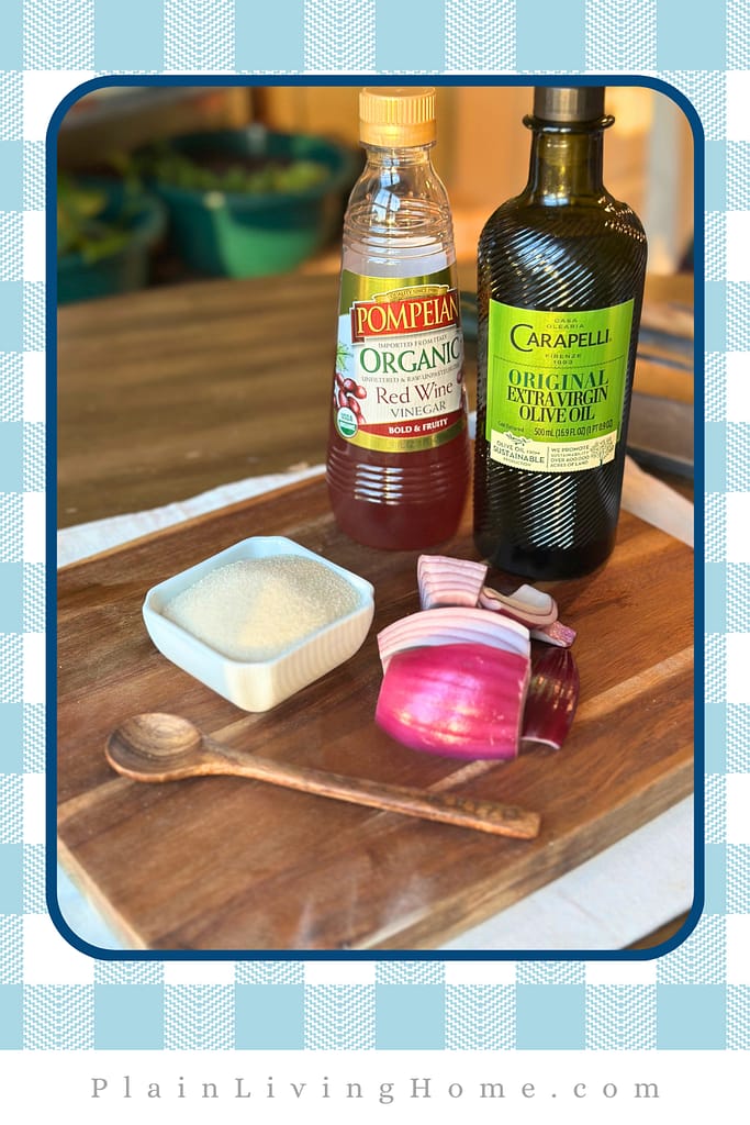 simple ingredients to make a red onion dressing