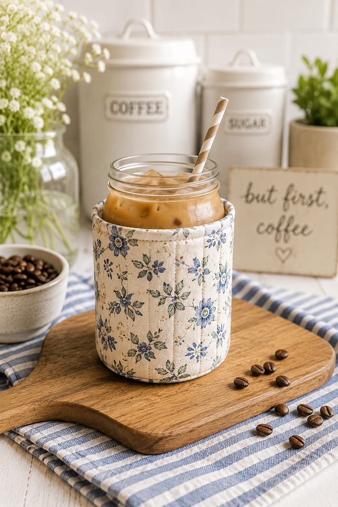 jar cozy to keep an iced coffee insulated and stay cold