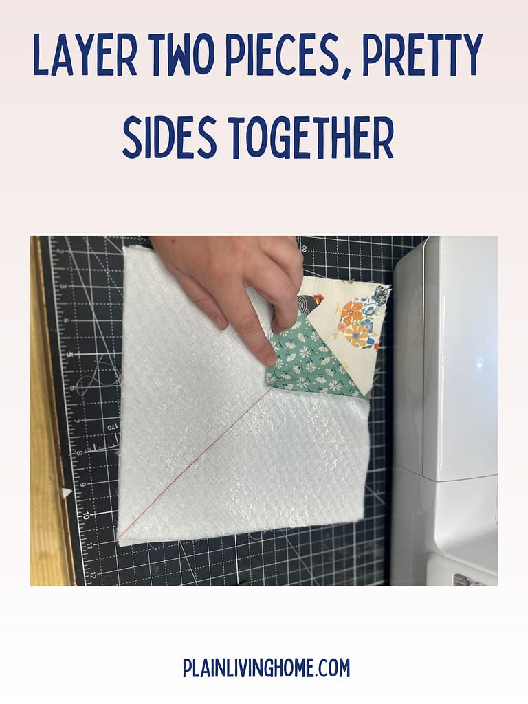 quilted hot pad panels layered with right sides together