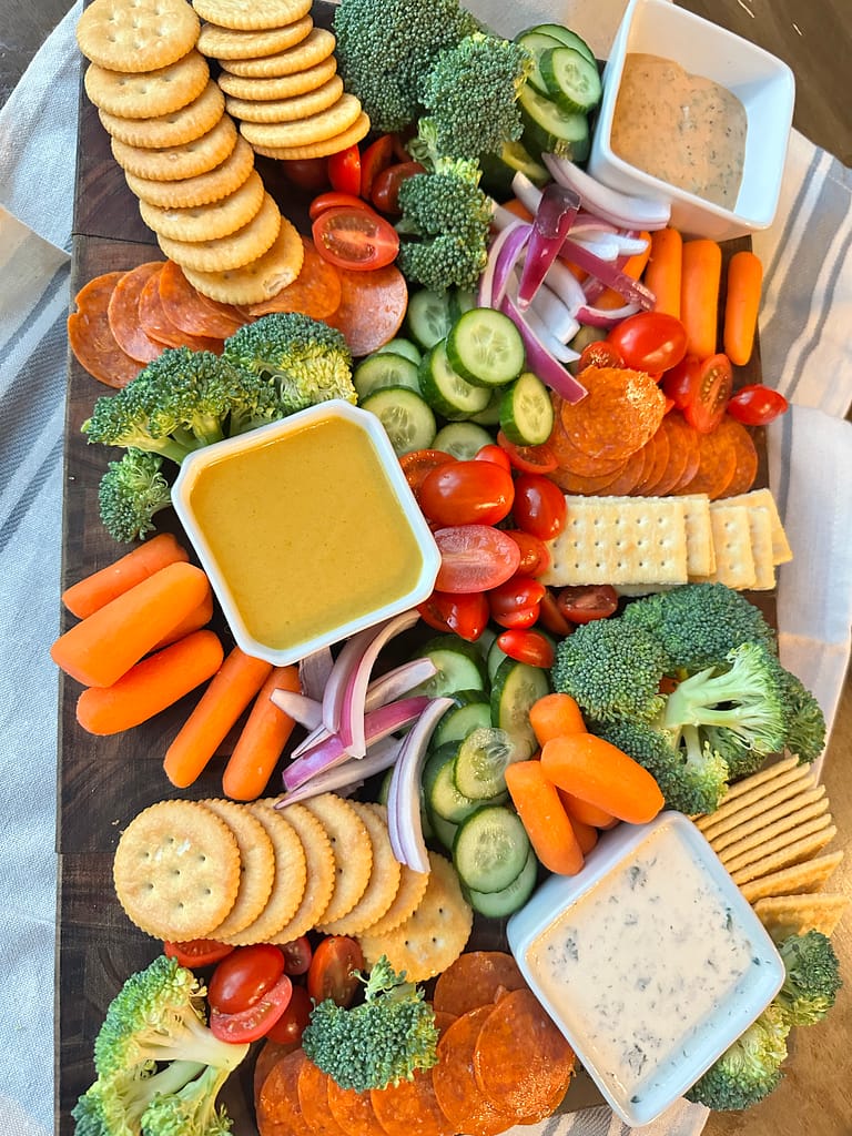 fresh vegetables to dip in homemade ranch dip