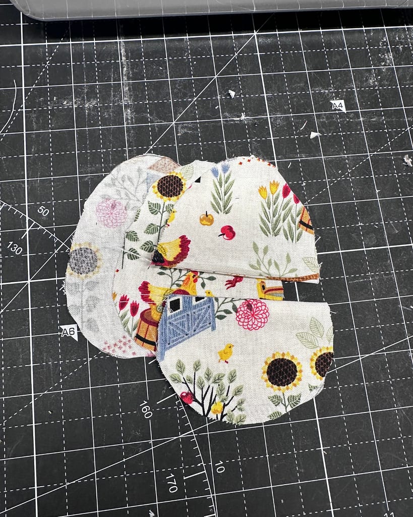layer the fabric egg pieces with two back pieces, then the two front pieces