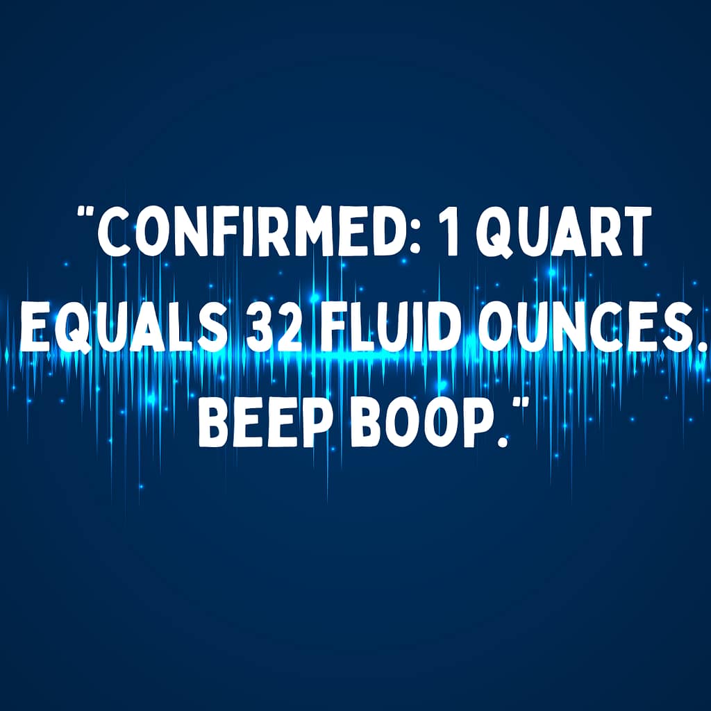 AI voice: confirmed. one quart equals 32 fluid ounces. beep boop.