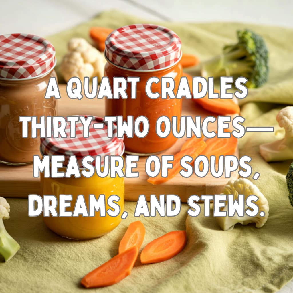 a quart cradles thirty two ounce measure of soups, dreams and stews