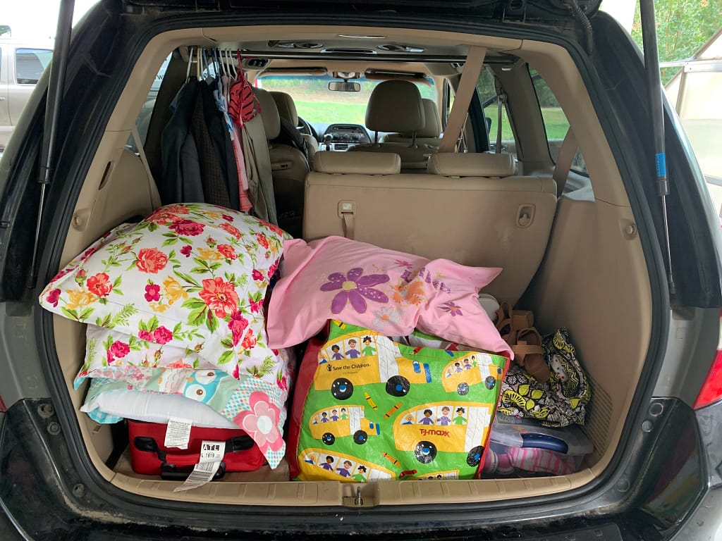 van full of our stuff, ready to hit the road