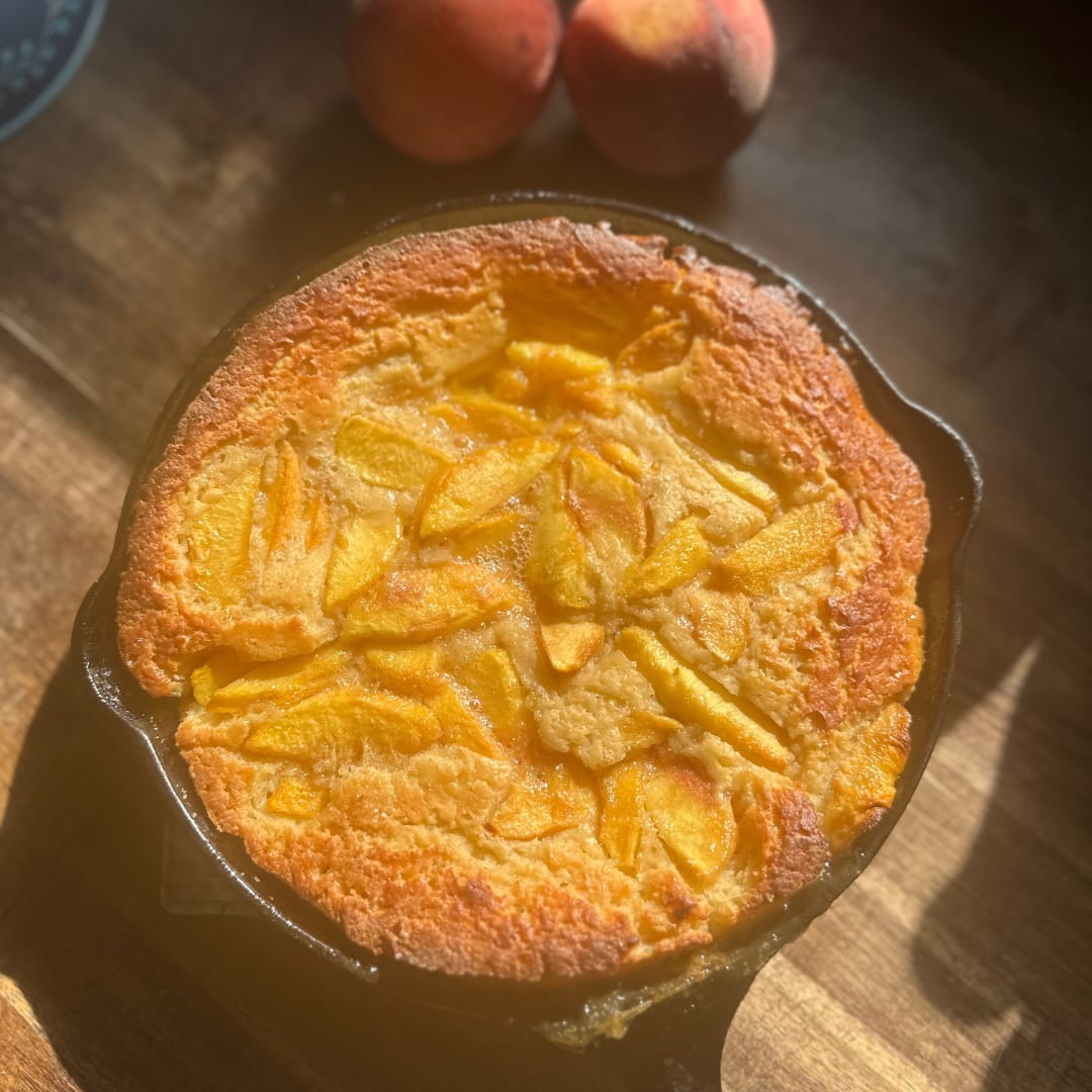 baked sourdough peach cobbler