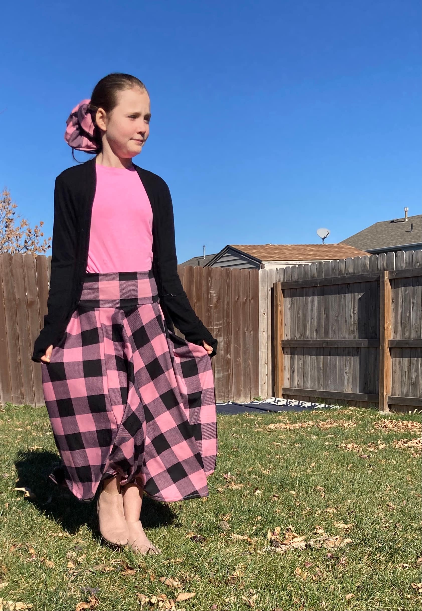 pretty in pink twirl skirt in the fall