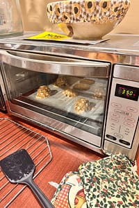 cookies baking in a small convection oven