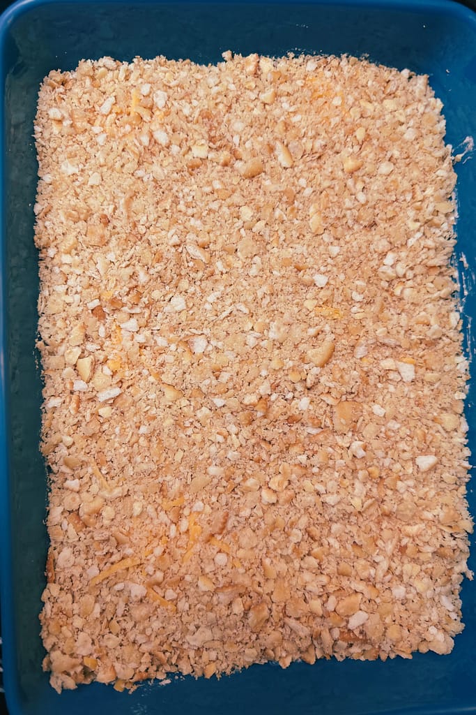 golden brown cracker crust on a chicken casserole