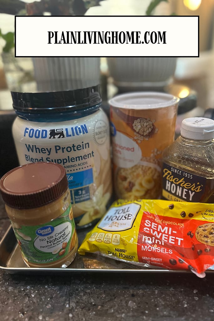 ingredients to make peanut butter protein balls