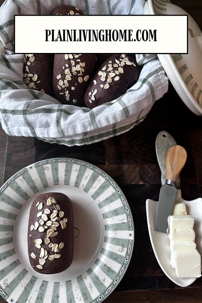 sourdough brown bread loaves in a bread bowl