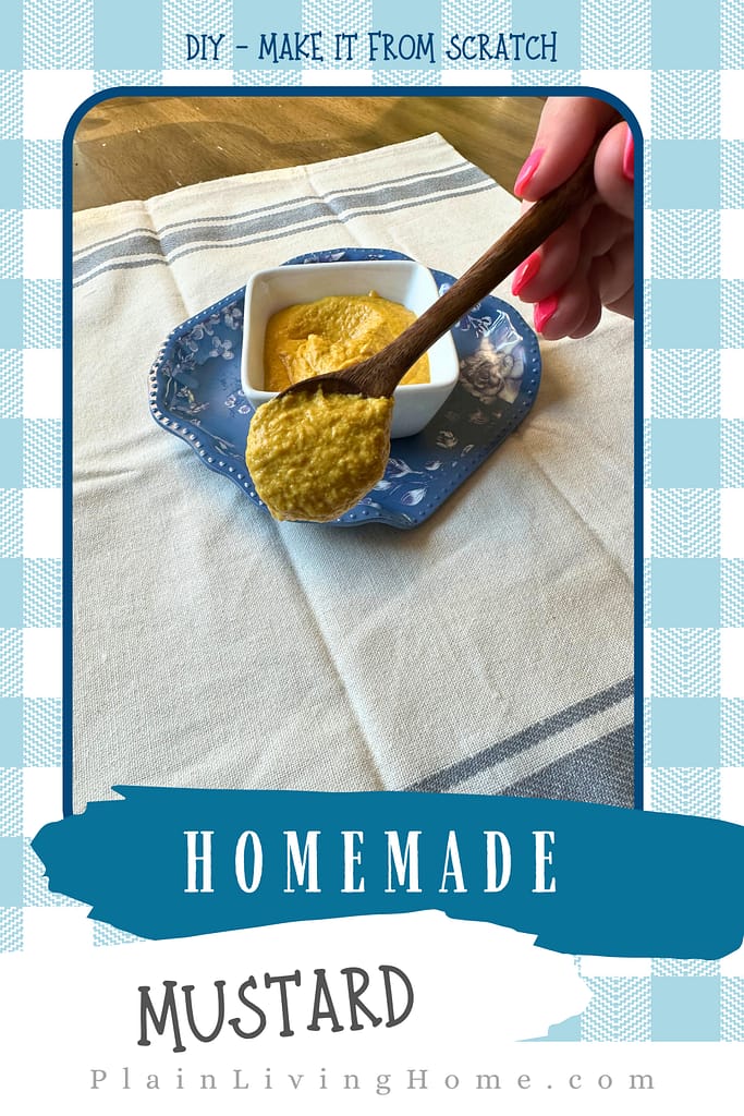 make it form scratch- homemade yellow mustard on a wooden spoon