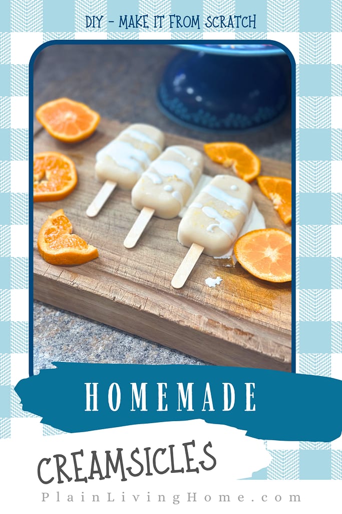 orange creamsicle popsicles drizzled with heavy cream and served with fresh slices of orange