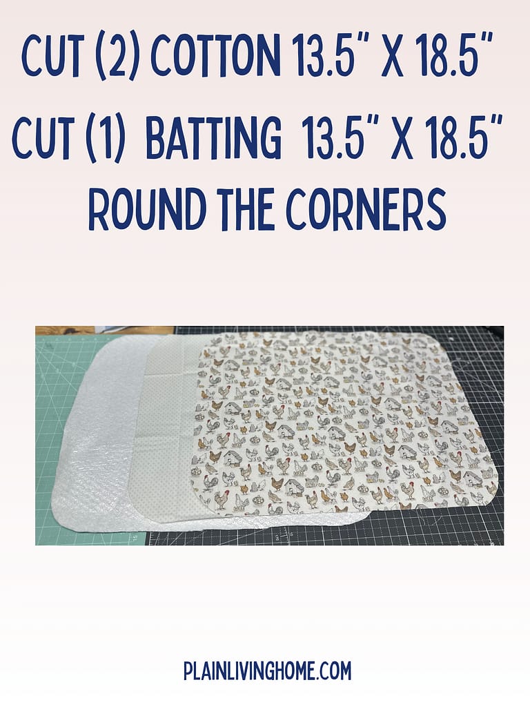 fabric pieces cut for a casserole size hot pad