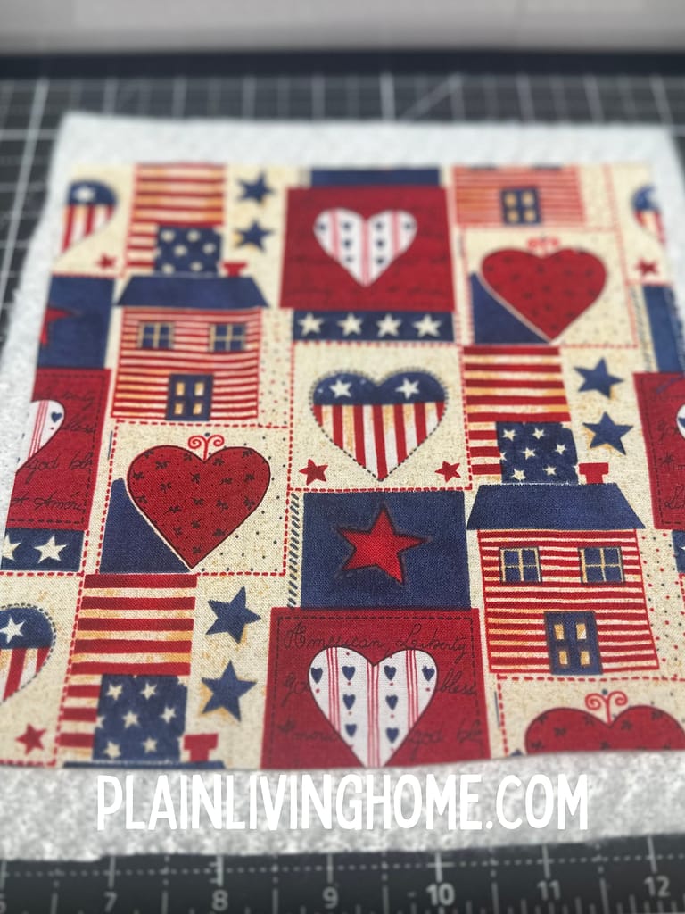 layer the fabric for the exterior panels of the jar cozy