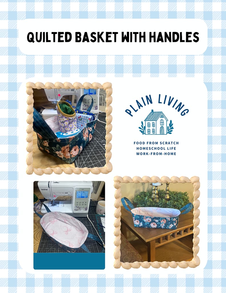 free sewing pattern for how to sew a quilted basket with handles for easter or home decor
