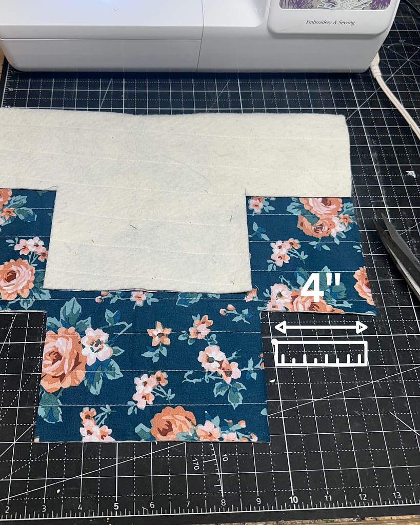 cut 4" squares out of each corner to create the pattern piece