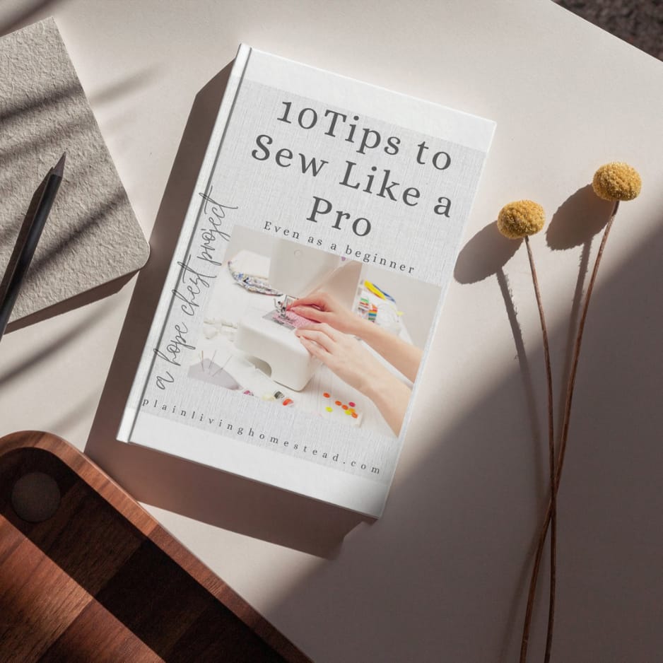 sew like a pro ebook mockup, learn to sew your own clothes and decor for more simple living