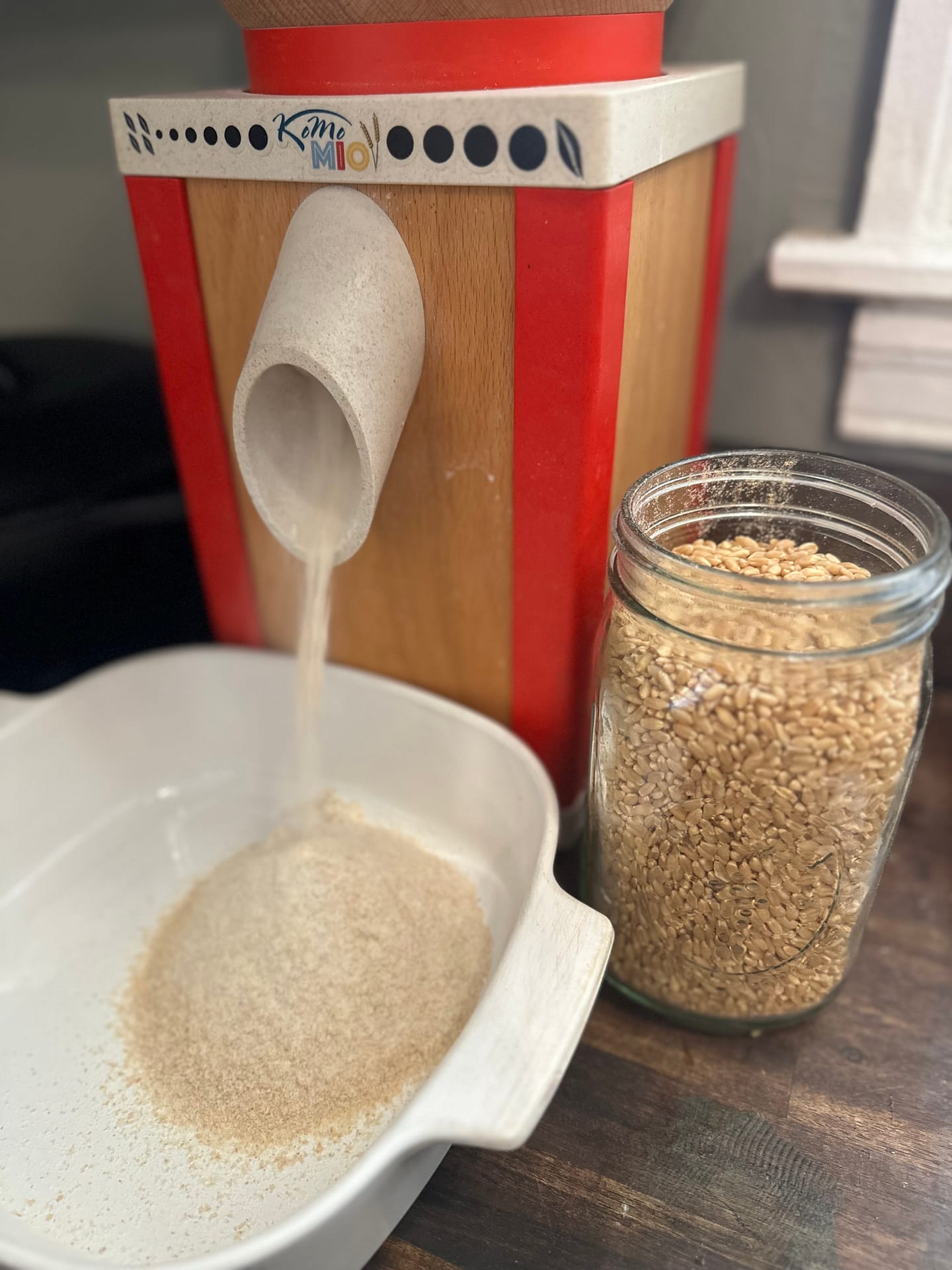 grain mill grinds wheat into fresh milled flour